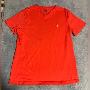 POLO RALPH LAUREN Men’s V neck red orange t-shirt (Size - M)